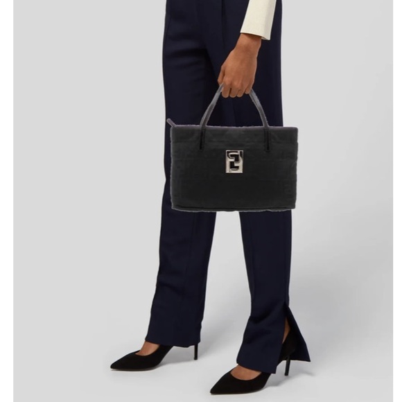 FENDI Zucca pattern nylon x leather handbag mini bag black - Picture 3 of 8